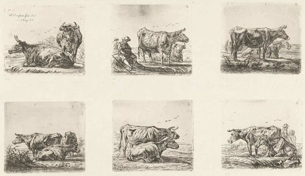Detail of Cows and shepherds by Ernst Willem Jan Bagelaar