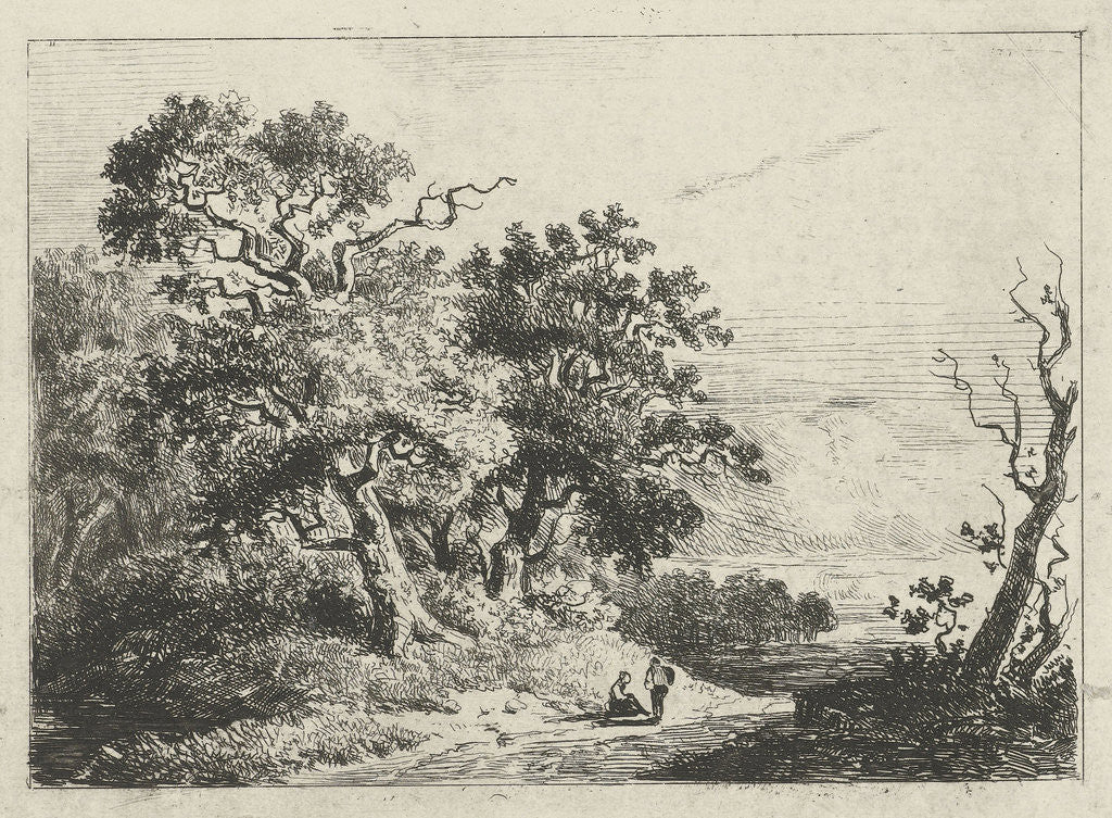 Detail of Landscape with trees and figures by Constantinus Cornelis Huysmans