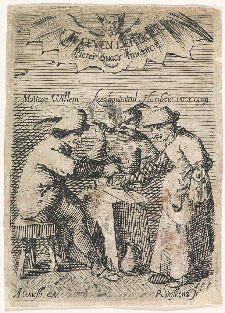 Detail of Farmers around a table, Reinhard Voskens by Pieter Jansz. Quast