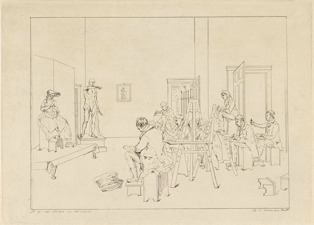 Detail of Drawing class, Daniël Batavus Voorman by Adrianus Gerardus van Schoone