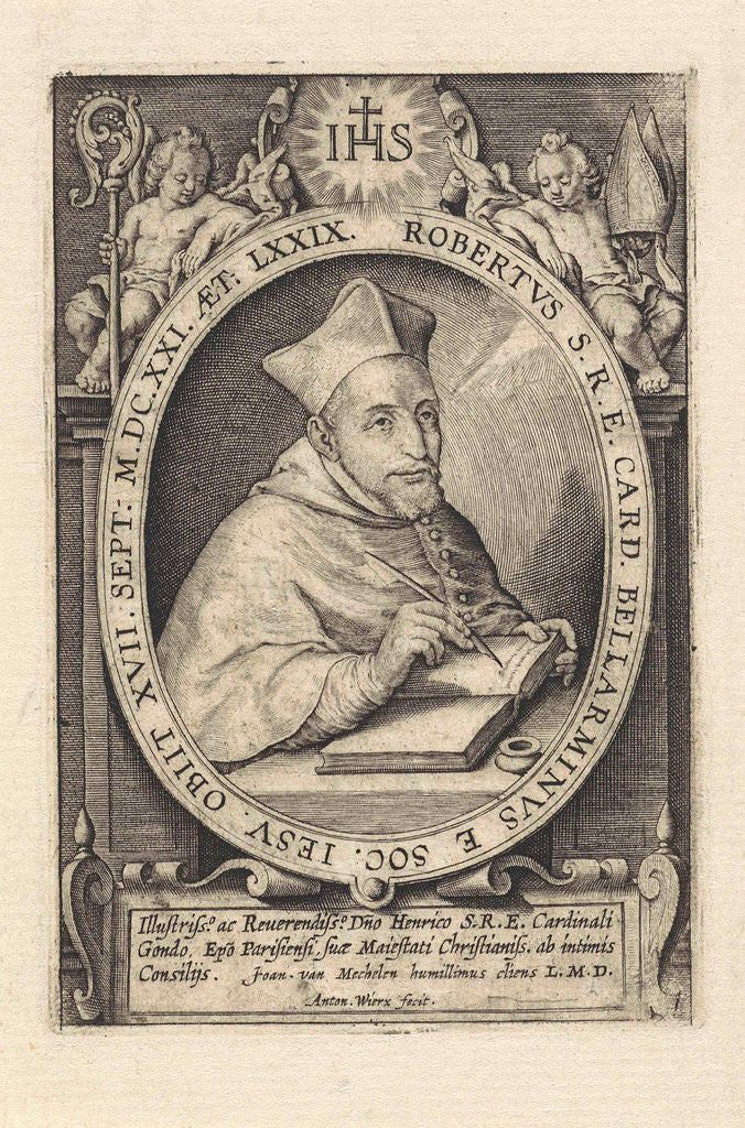Detail of Portrait of Cardinal Robert Bellarmine, at the age of 74 by Anonymous