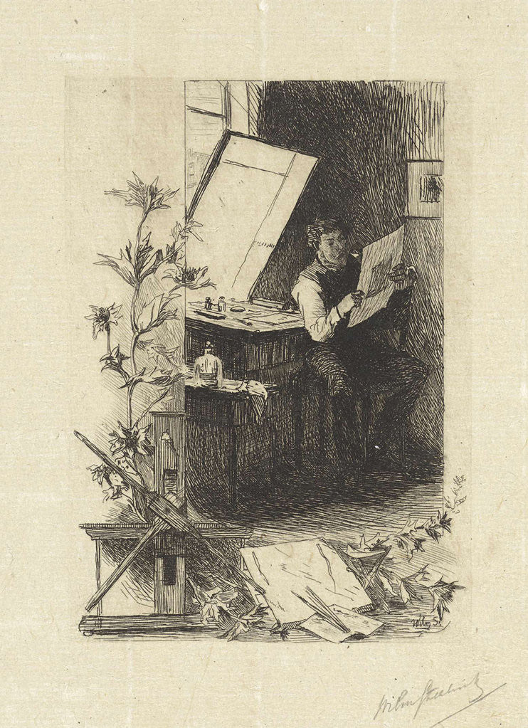 Detail of Print Maker in his workshop by Willem Steelink II