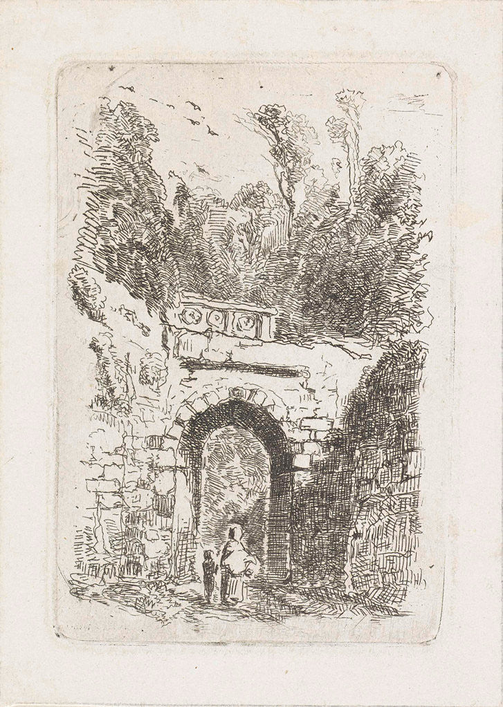 Detail of Woman with child at a gate by Maria Vos