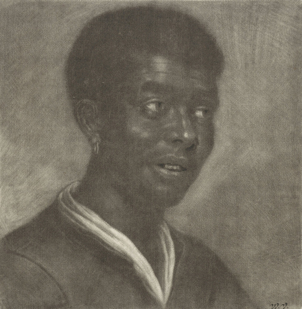 Detail of goatherd on the banks of a river by Bust of a man. Wallerant Vaillant