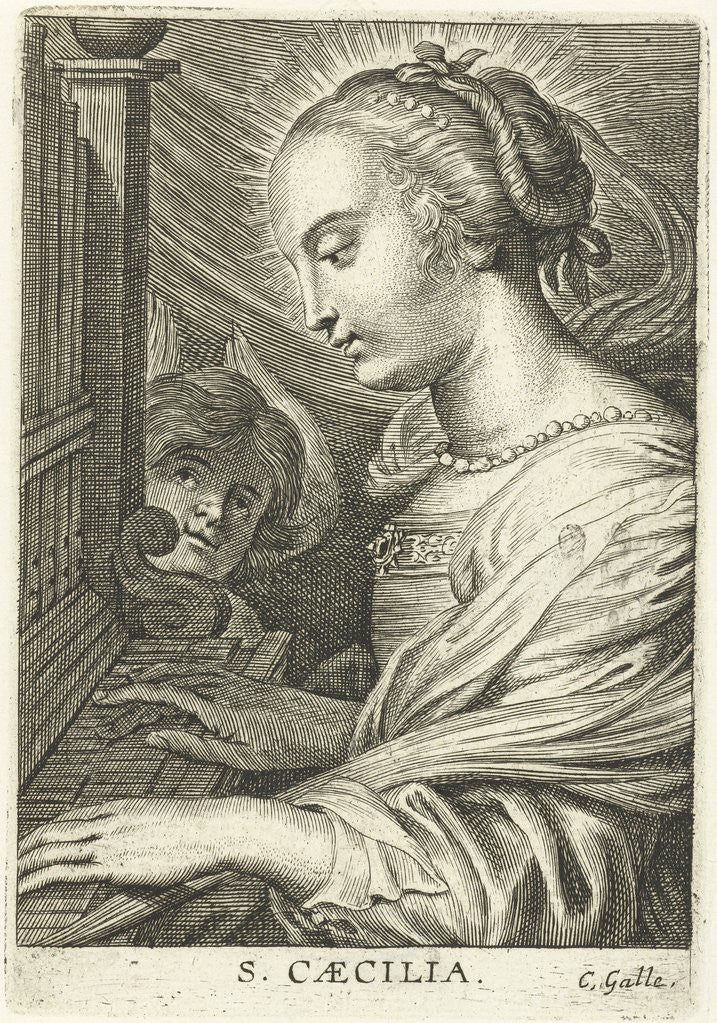 Detail of Saint Cecilia with organ by Cornelis Galle II