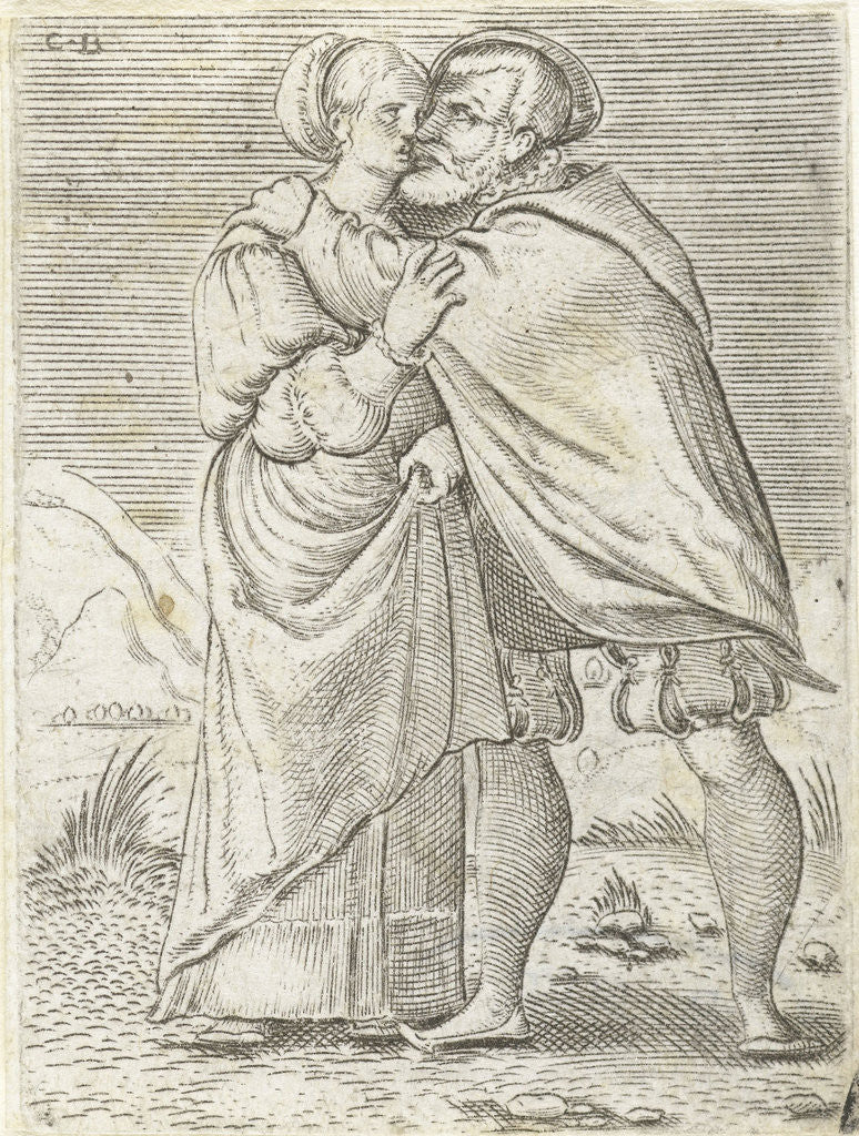 Detail of Dancing couple kissing each other by Anonymous