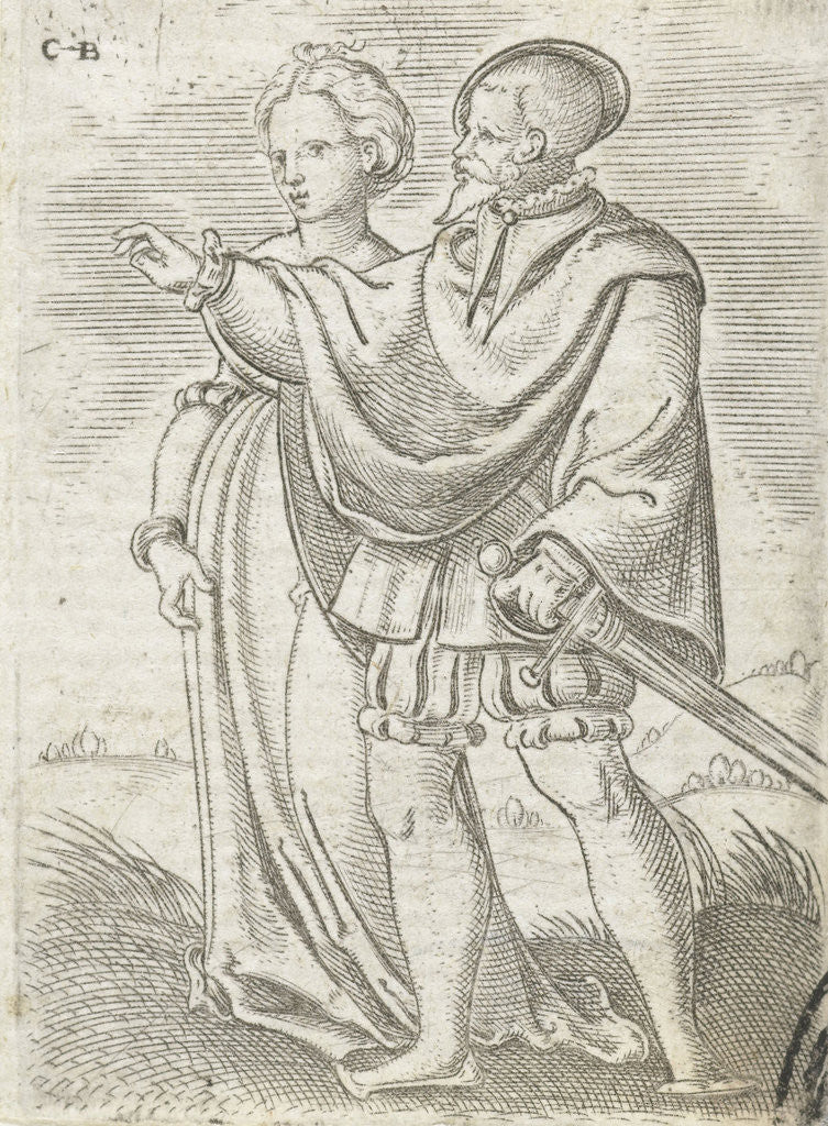 Detail of Dancing couple, walking left by Anonymous