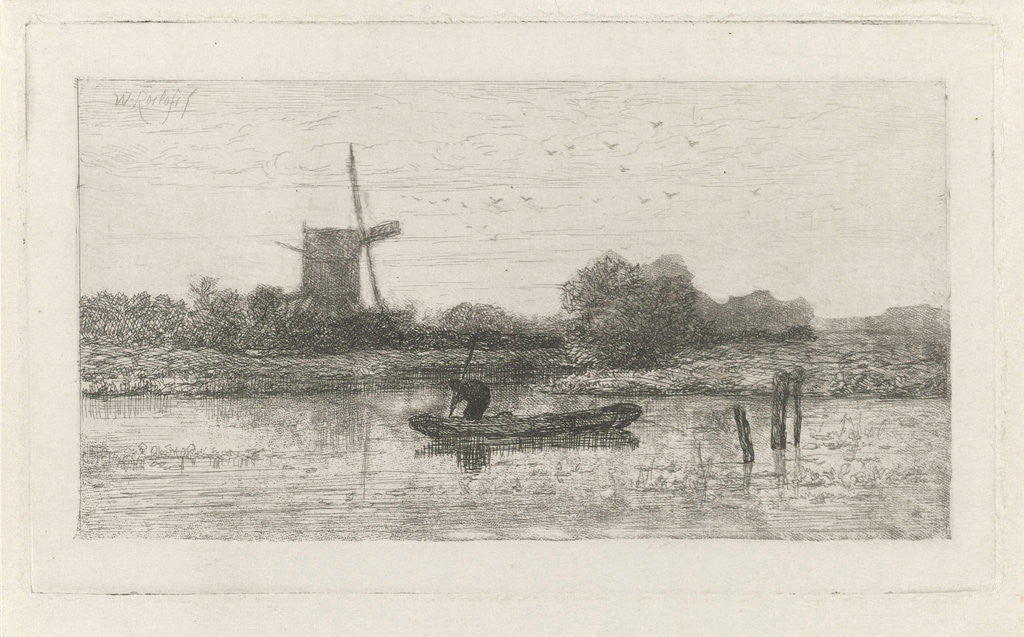 Detail of River view with fishing by Willem Roelofs I