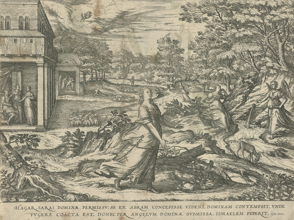 Detail of Hagar in the desert by Symon Novelanus