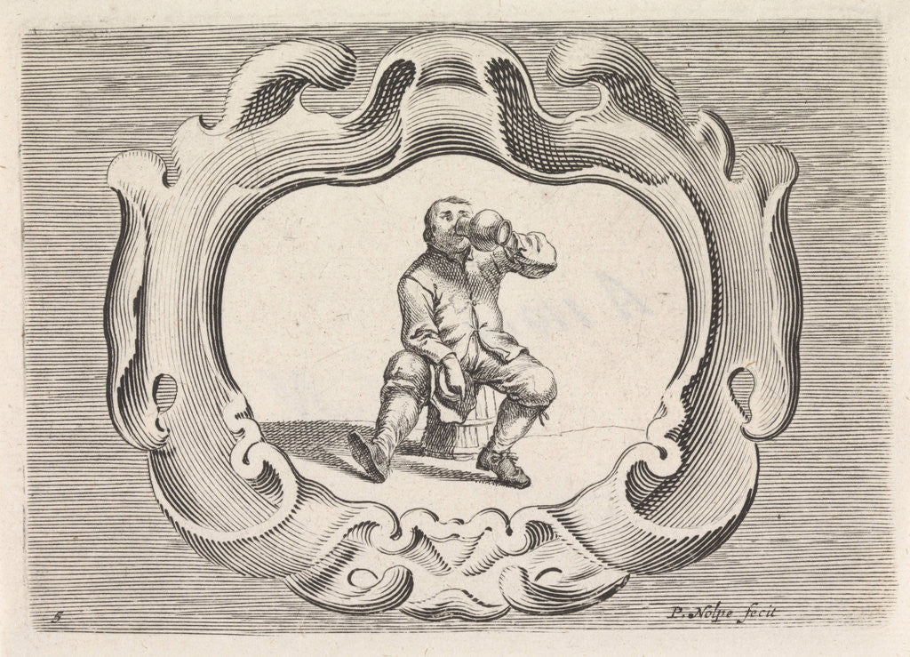 Detail of Drinking peasant by Pieter Jansz. Quast