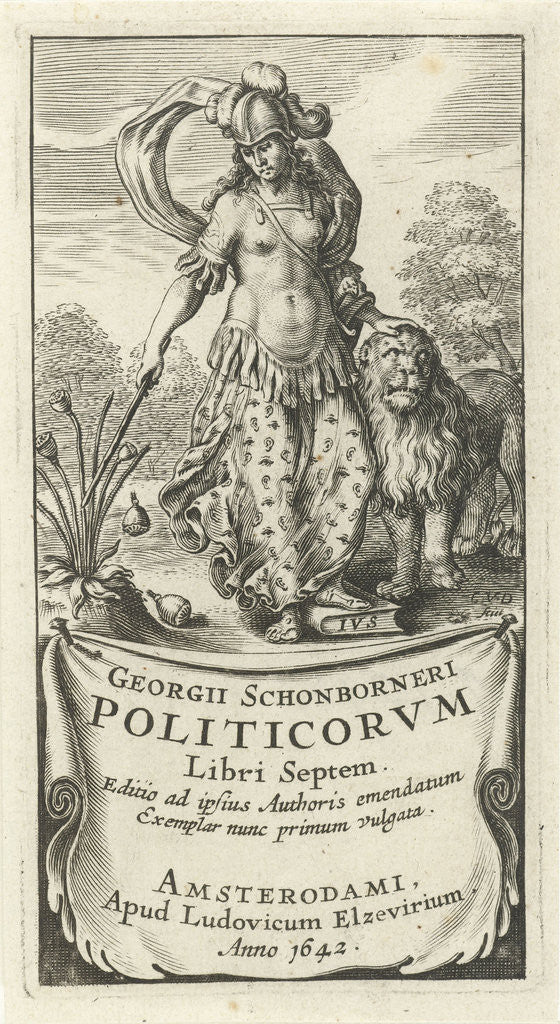 Detail of Power as female soldier in armor with lion by Lowijs Elzevier III