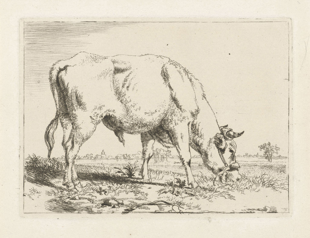 Detail of Grazing bull by Pieter Gerardus van Os