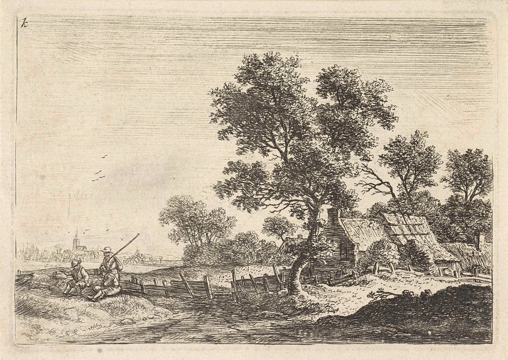 Detail of Farmers on a hill by Anthonie Waterloo