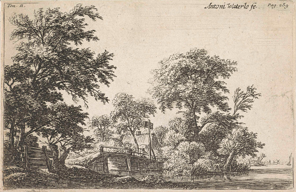 Detail of Wooden bridge in a house, Anthonie Waterloo by Pierre François Basan