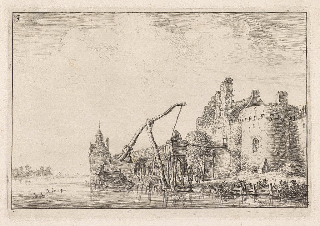 Detail of Walls seen from the water, Anthonie Waterloo by Cornelis Danckerts II