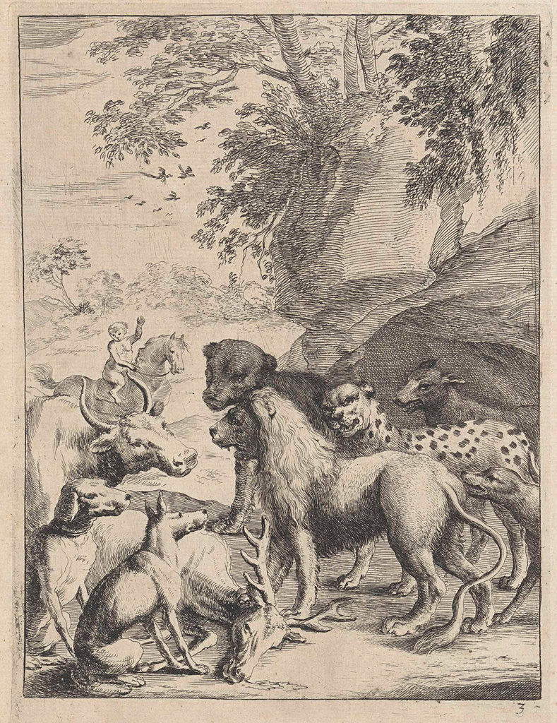 Detail of Fable of the lions and other animals by Johannes Ogilby