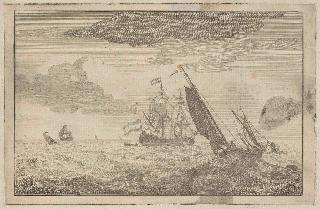 Detail of Choppy sea with a three-master by Adam Silo