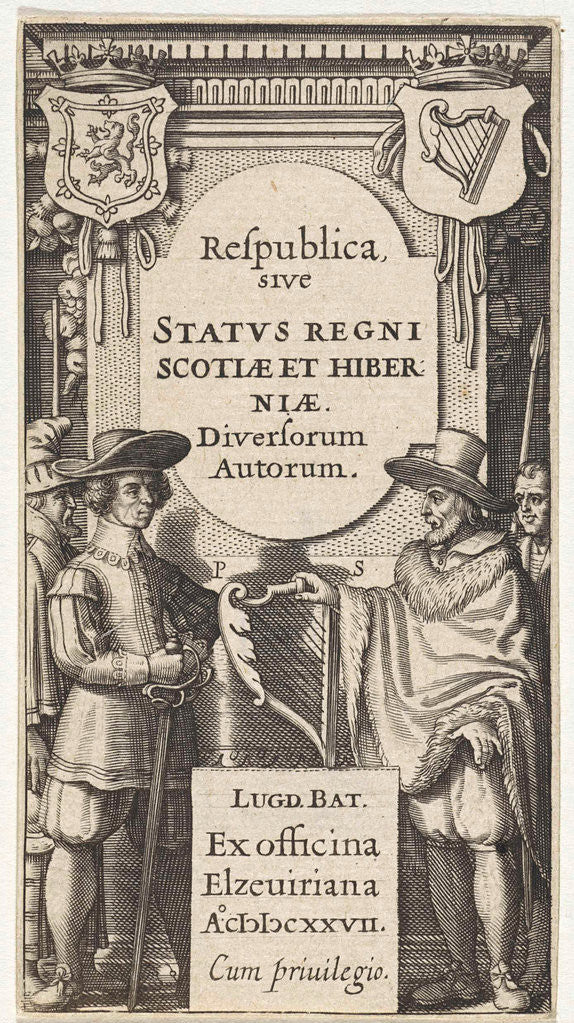 Detail of Two men with a harp by Abraham Elzevier I