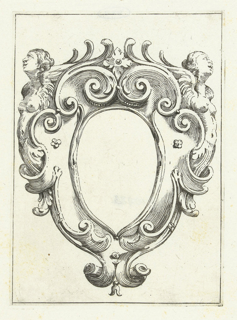 Detail of Cartouche with two winged women by Anonymous