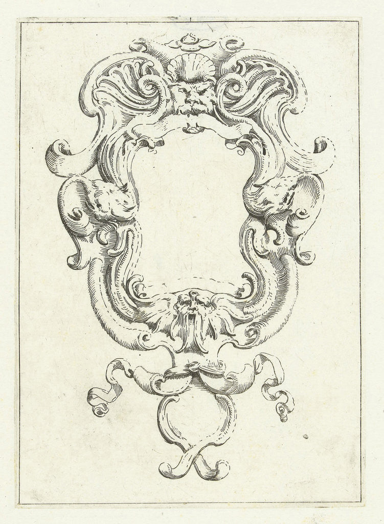 Detail of Cartouche with two masks by Anonymous