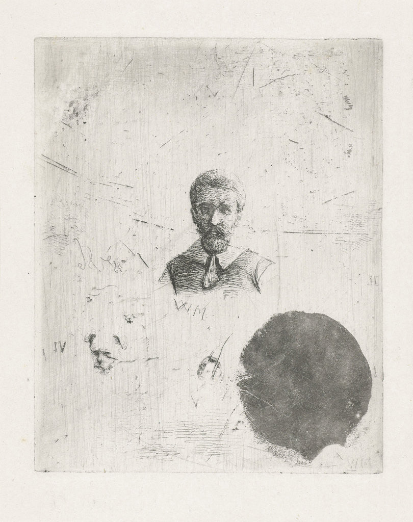 Detail of Study Sheet with the bust of a man by Christiaan Wilhelmus Moorrees