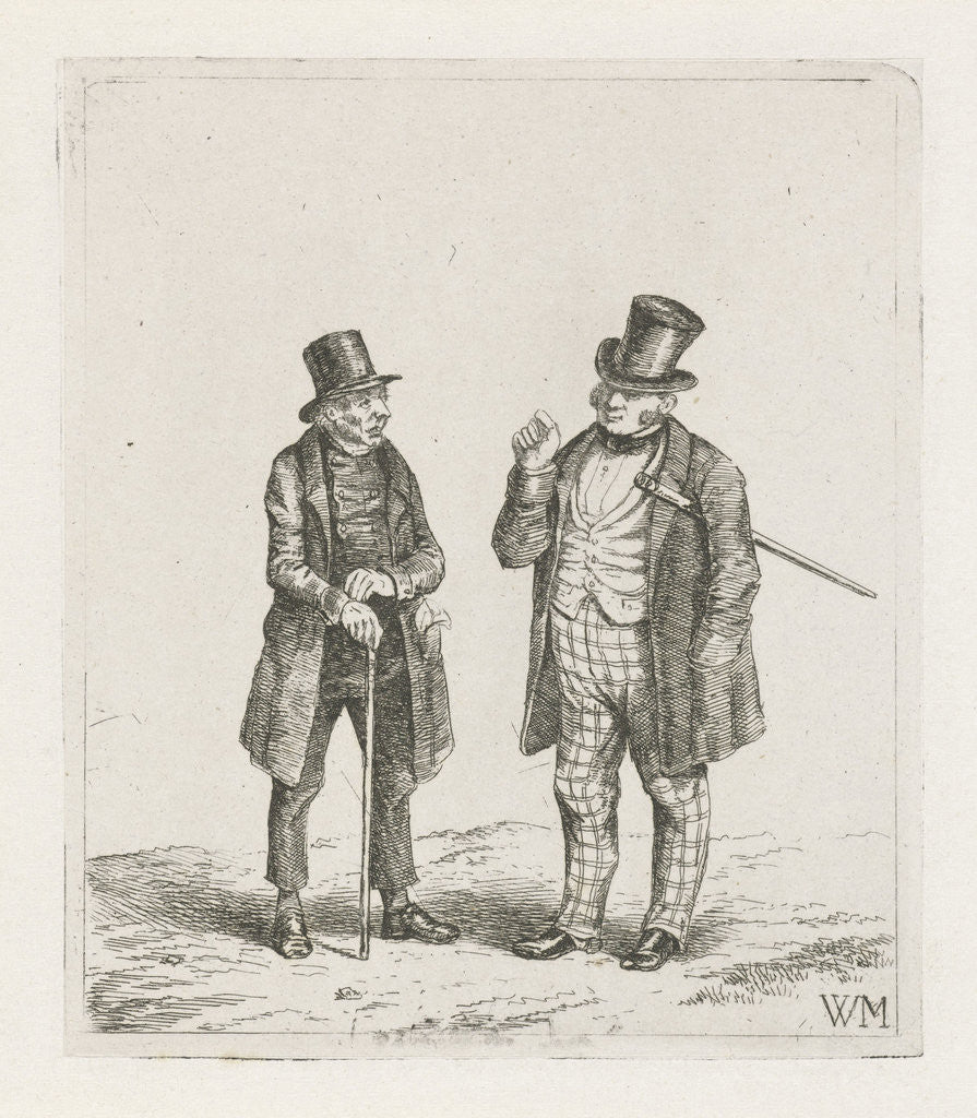Detail of Two men with cane and top hat by Christiaan Wilhelmus Moorrees