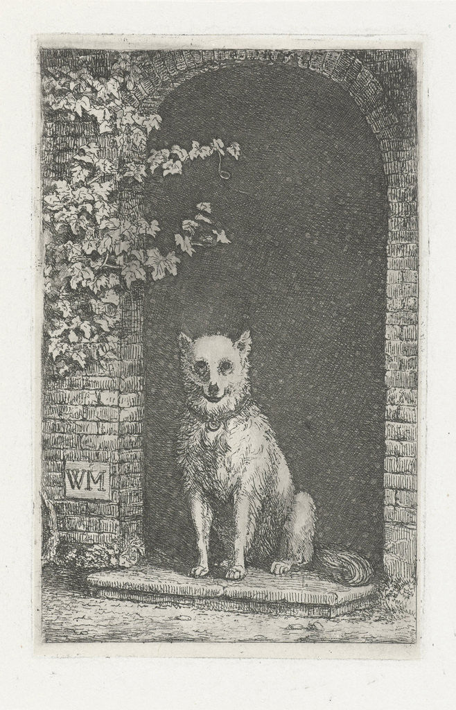 Detail of Dog sitting on the doorstep by Christiaan Wilhelmus Moorrees