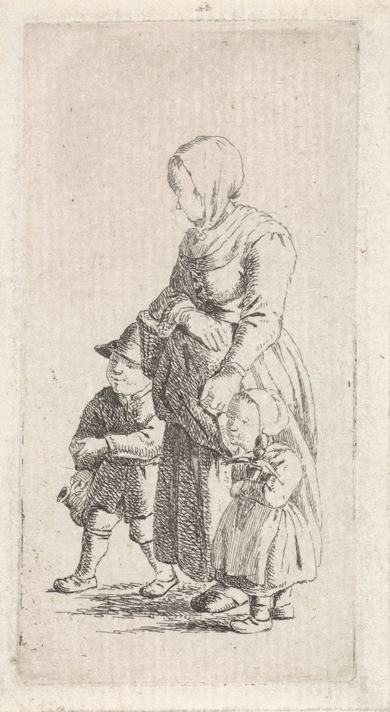 Detail of Woman with two children by Johannes Christiaan Janson