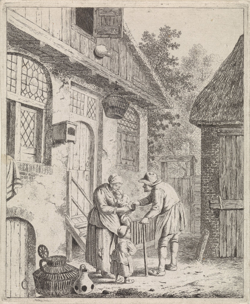 Detail of Courtyard with farmers by Christina Chalon