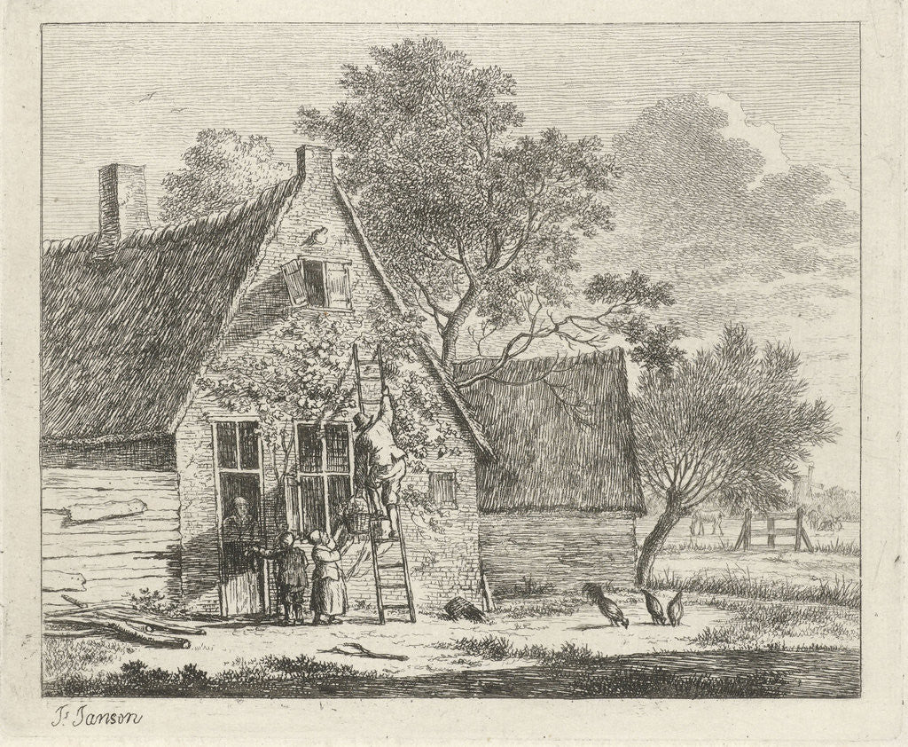 Detail of House with yard by Johannes Janson