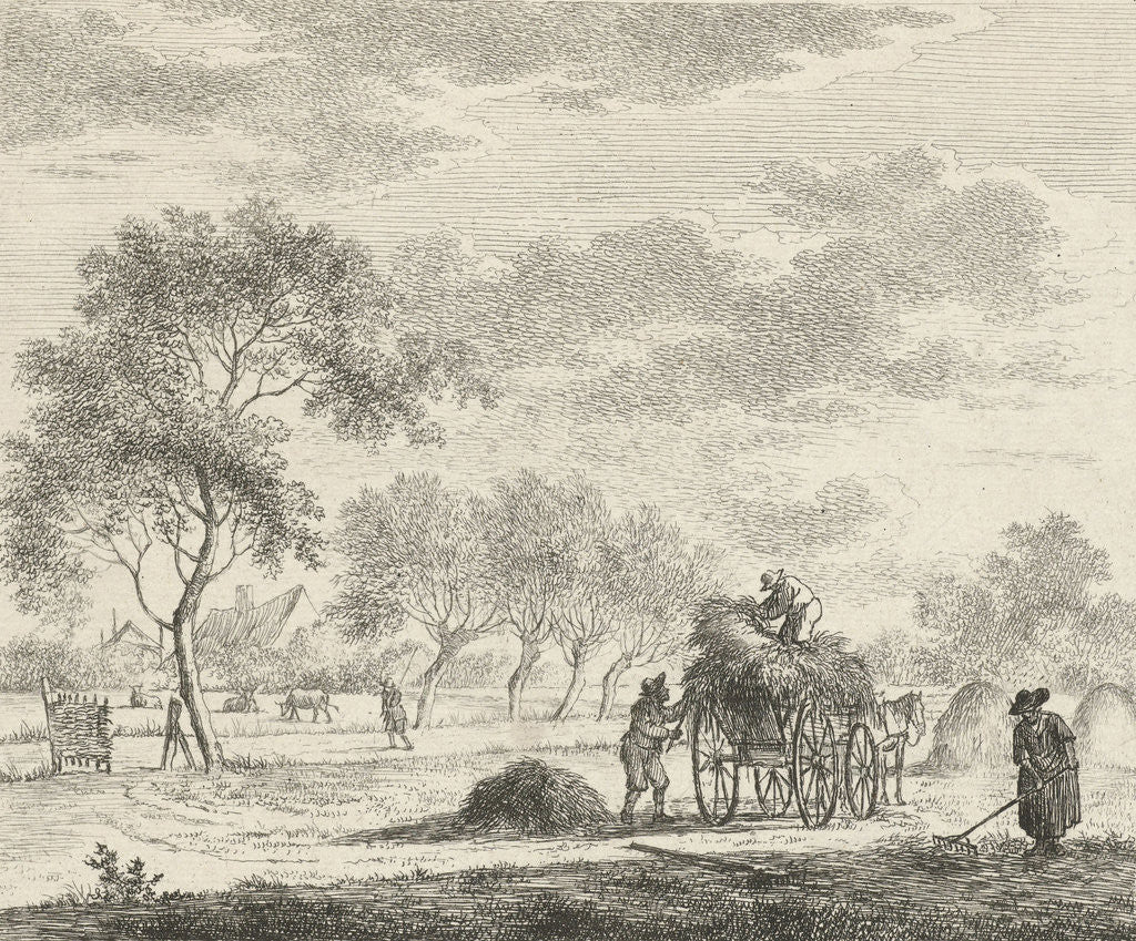 Detail of Landscape with hay wagon by Johannes Janson