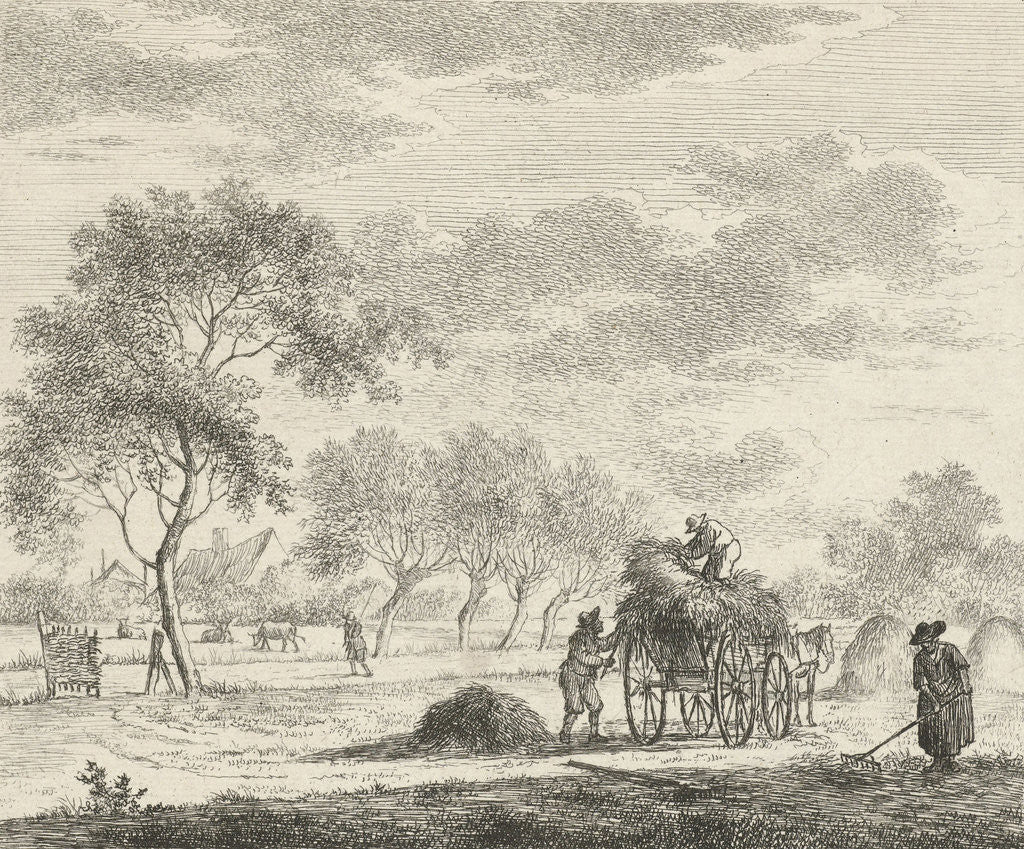 Detail of Landscape with hay wagon by Johannes Janson