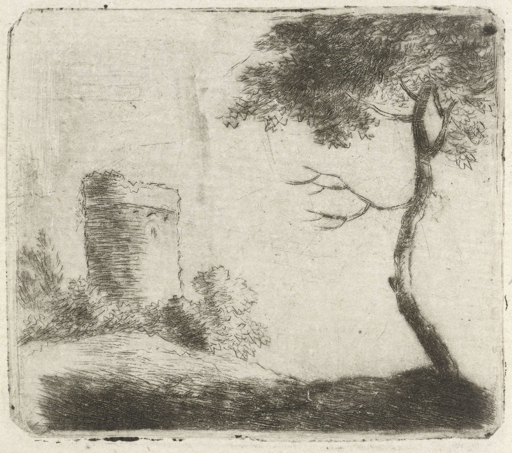 Detail of Landscape with round tower by Johannes Janson