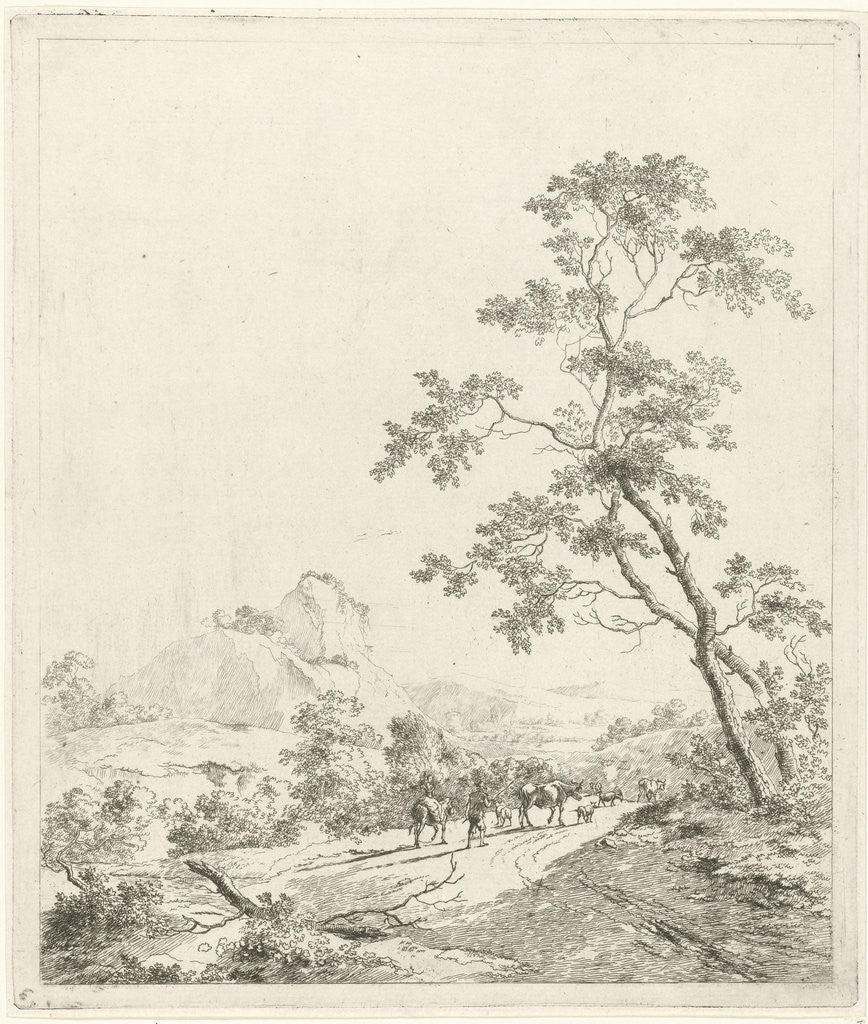 Detail of Mountainous landscape with shepherd and shepherdess by Johannes Janson