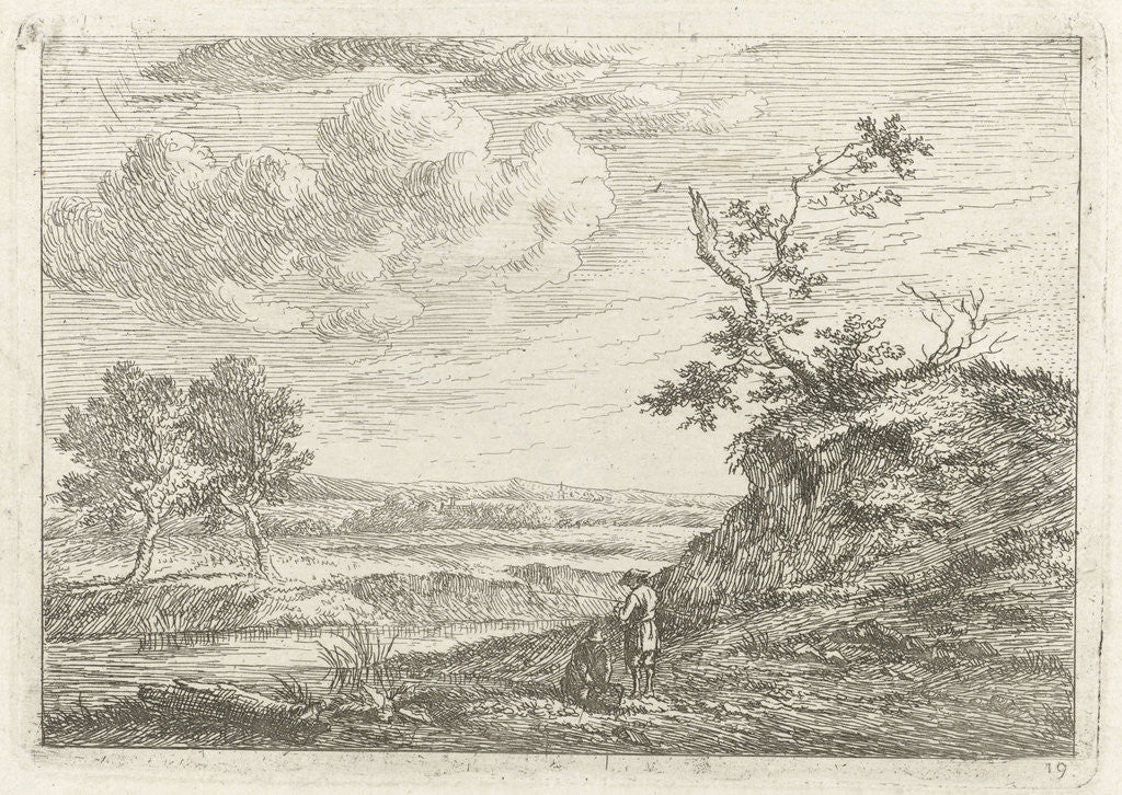Detail of Landscape with two fishermen by Johannes Janson