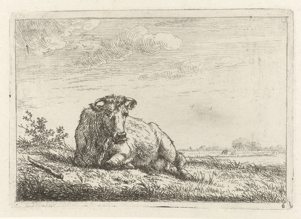 Detail of Lying cow by Johannes Janson