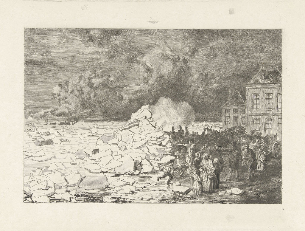 Detail of Breaking the ice in Arnhem, The Nethelands by Alexander Ver Huell or Verhuell