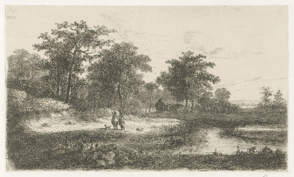 Detail of Two hunters by Hermanus Jan Hendrik van Rijkelijkhuysen