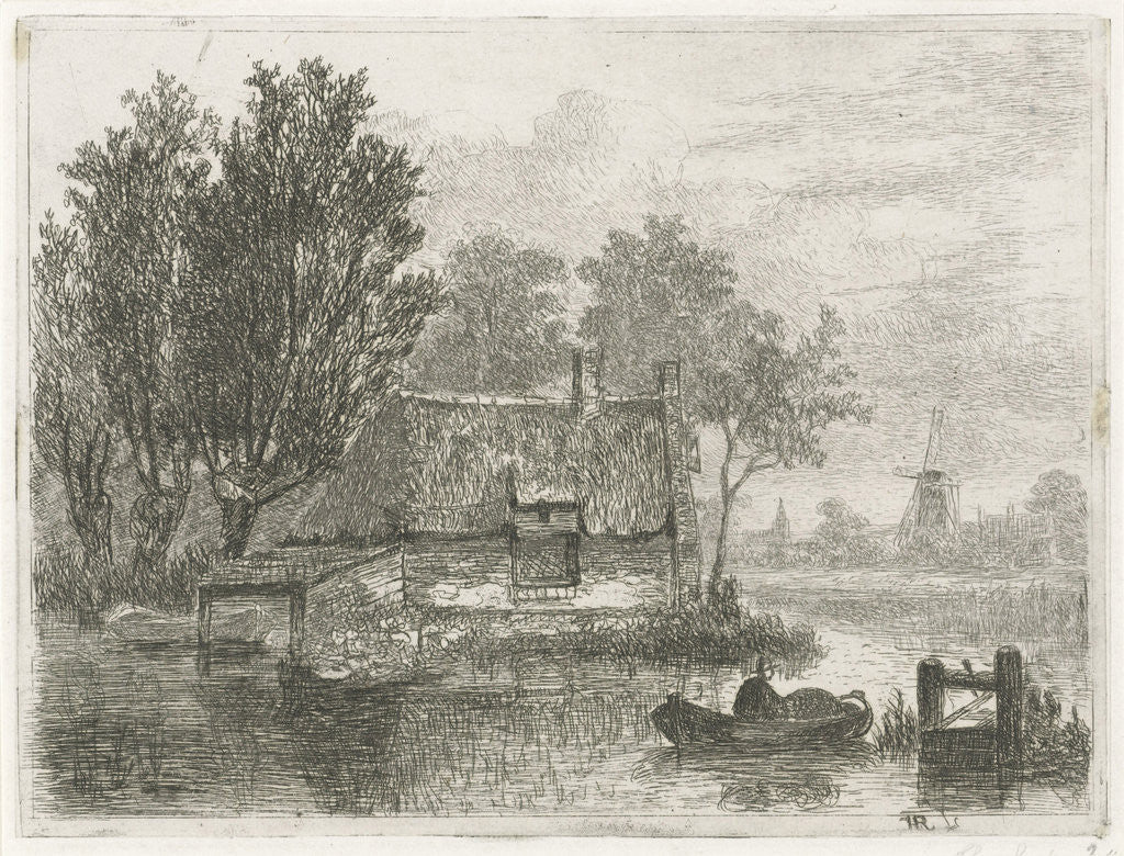 Detail of Man with a ton in a boat by Hermanus Jan Hendrik van Rijkelijkhuysen