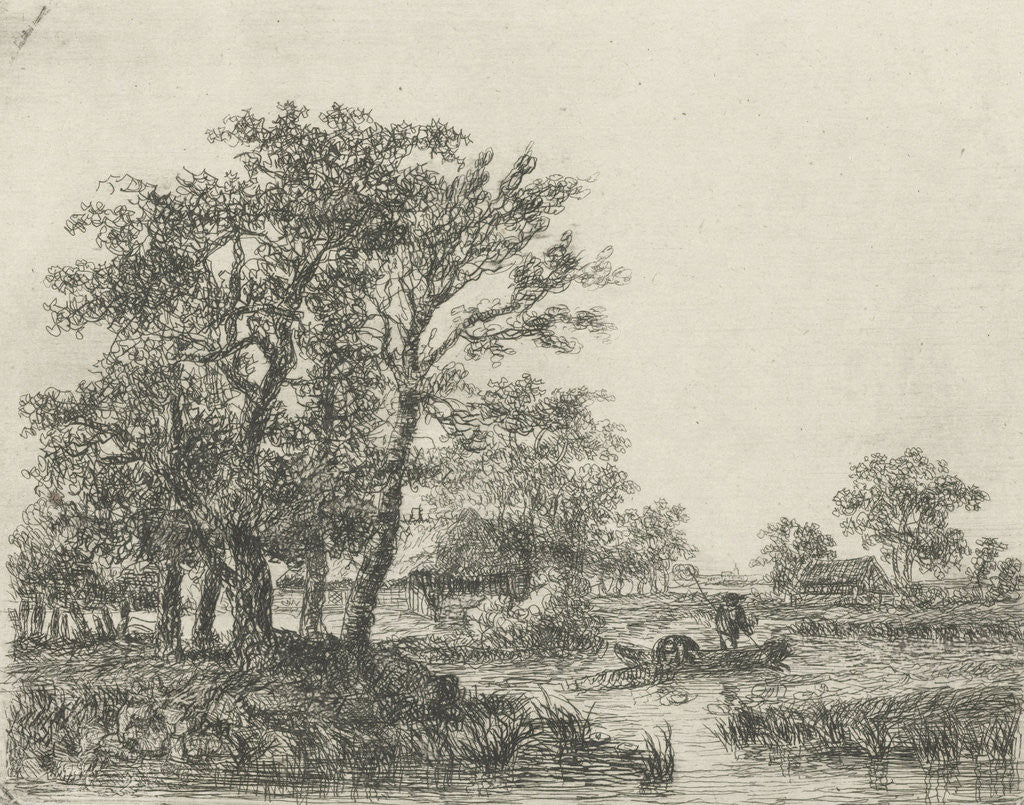 Detail of Fishermen in a boat by Hermanus Jan Hendrik van Rijkelijkhuysen