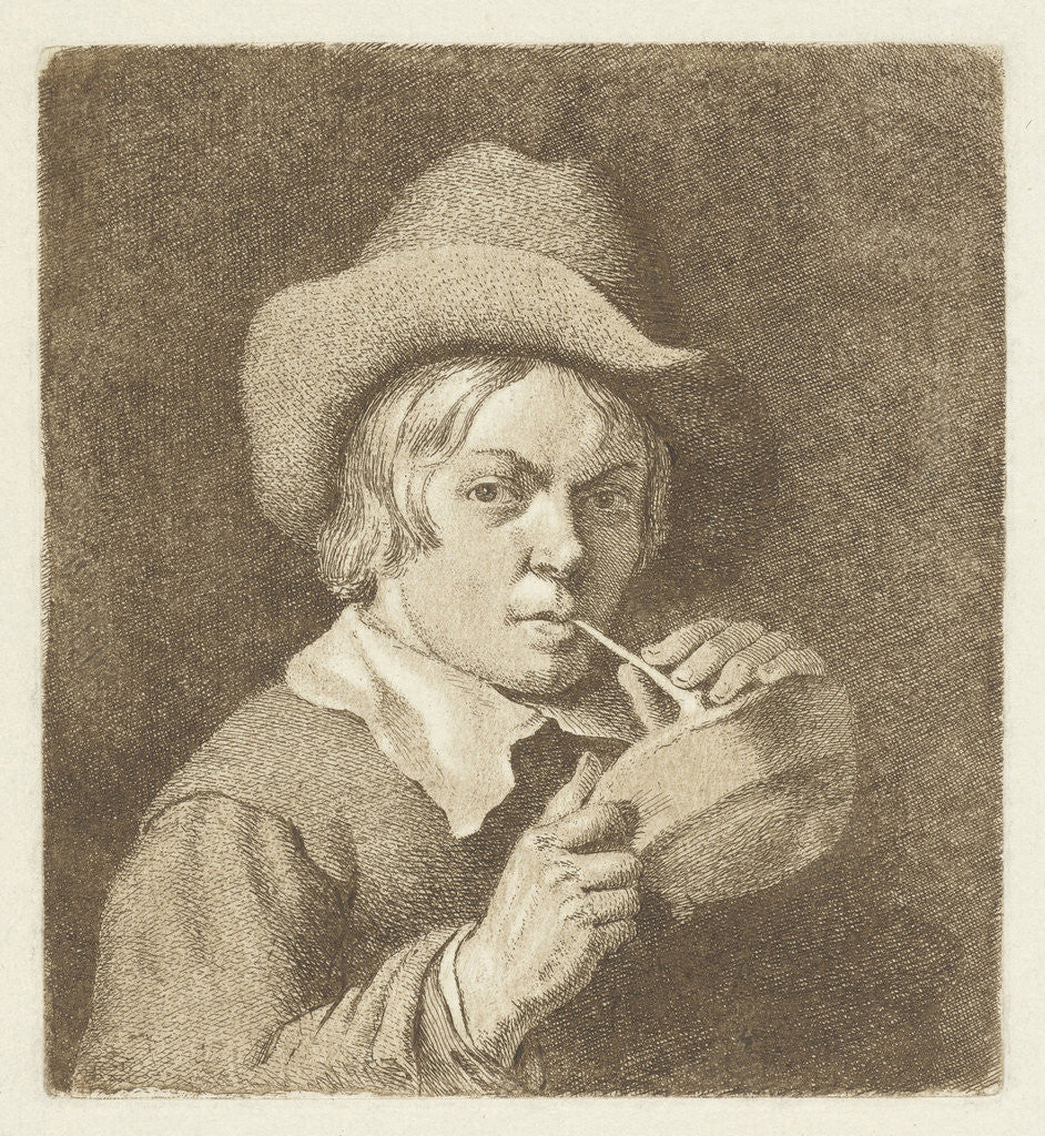 Detail of Portrait of a boy who lights his pipe by Cornelis van Noorde