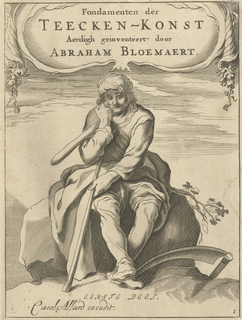 Detail of Title page for Abraham Bloemaert, Fondamenten der Teecken-konst by foundations of drawingPart One