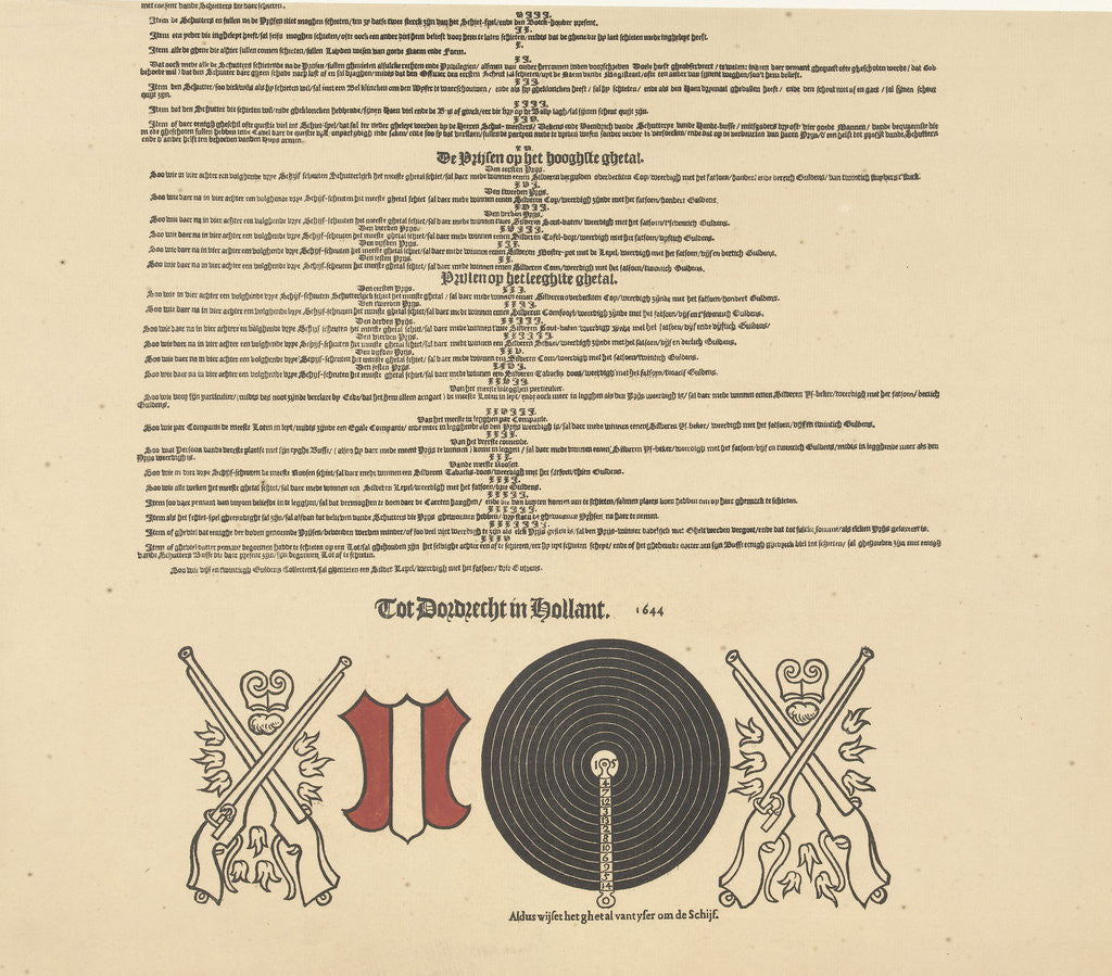 Detail of Call register for target shooting and lottery in Kloveniersdoelen Dordrecht in 1644 (lower half) by Anonymous