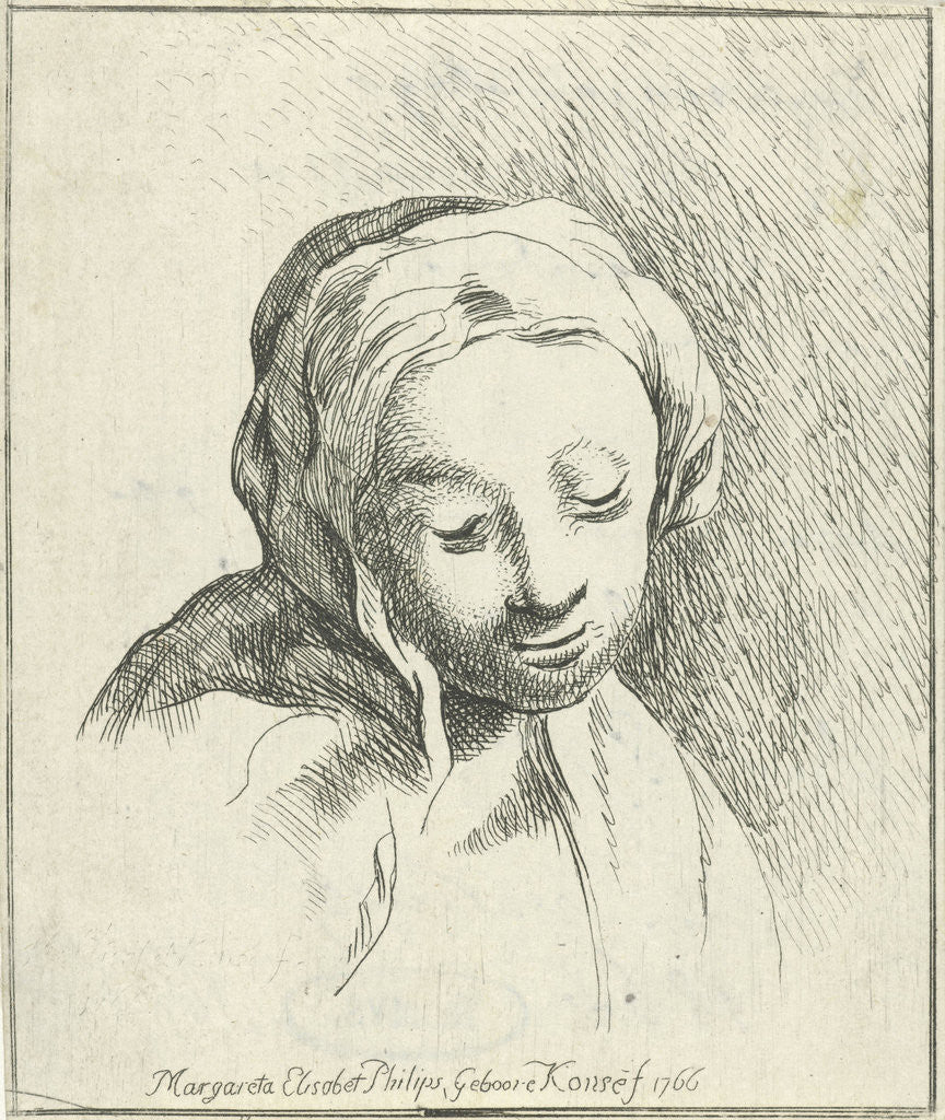 Detail of Bust of a woman, with headscarf by Margaretha Elisabeth Konsé-Philips