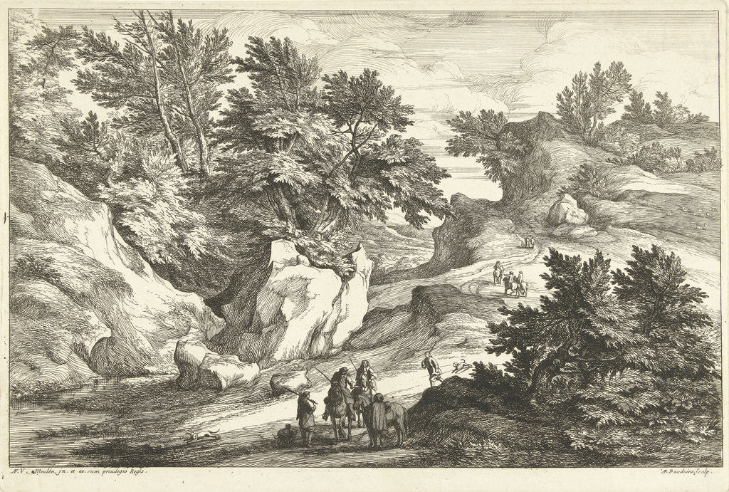 Detail of Landscape with two riders who ask the way by Louis XIV King of France