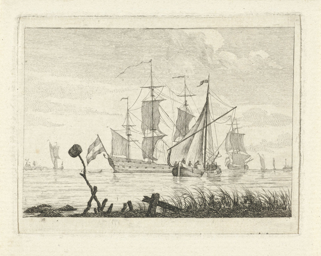 Detail of Seascape with various vessels by Gerrit Groenewegen