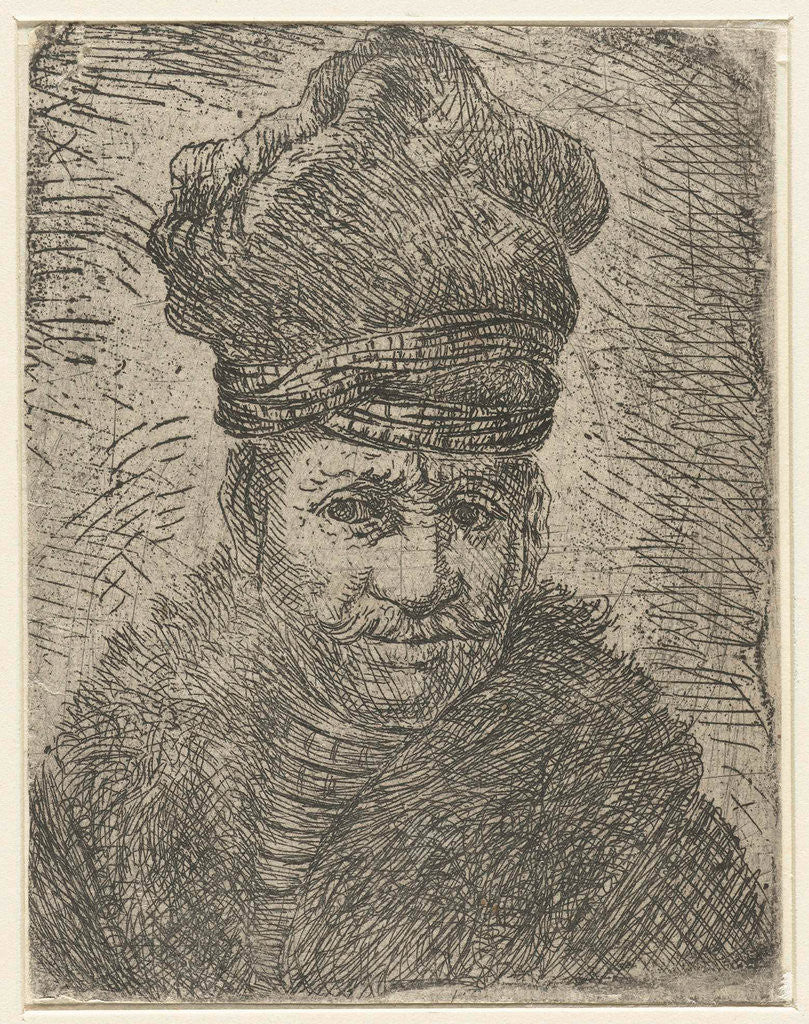 Detail of Bust of a man with a Polish hat by Rembrandt Harmensz. van Rijn