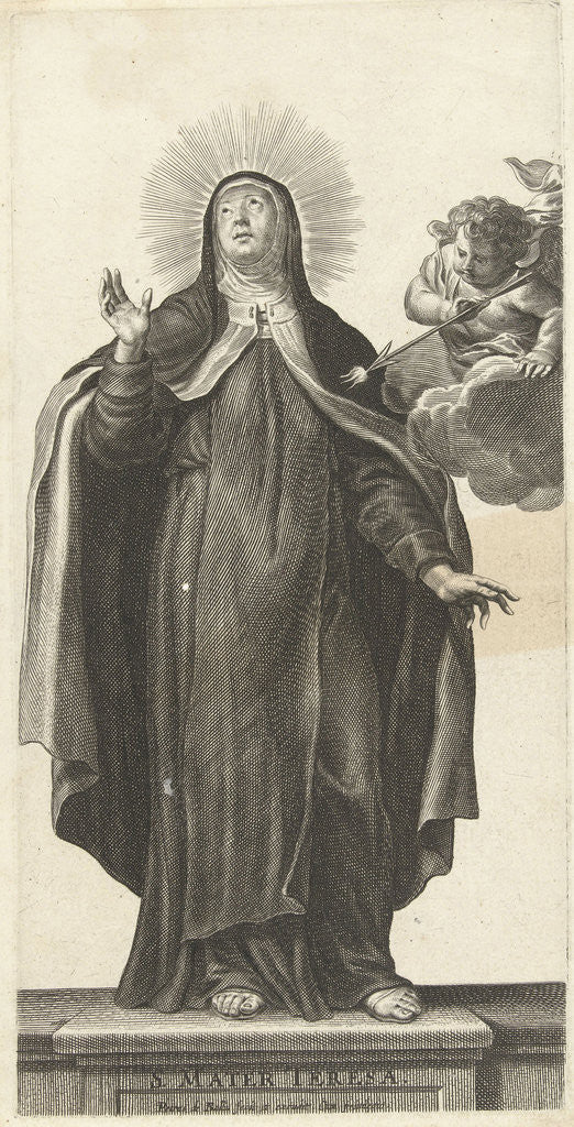 Detail of Saint Theresa of Avila and angel with glowing arrow by Pieter de Bailliu I