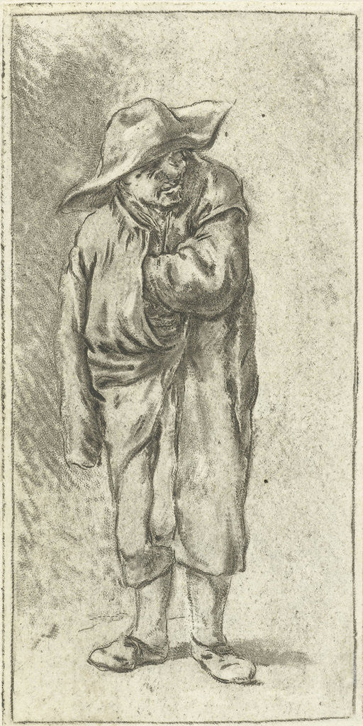 Detail of Standing farmer with hand and arm into his cloak by Adriaen van Ostade