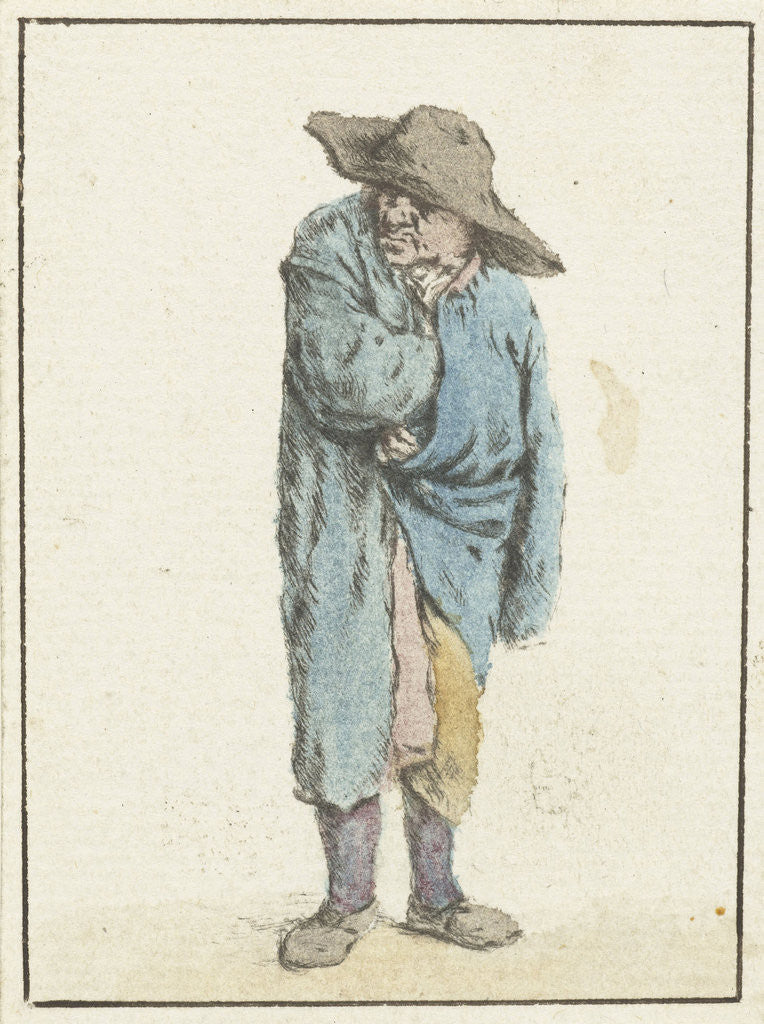 Detail of Standing farmer with hand and arm into his cloak by Adriaen van Ostade